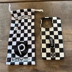 iPhone 13 Pro Black & White Checkered Loopy Case
